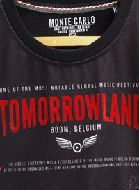 Black Printed Round Neck T-Shirt