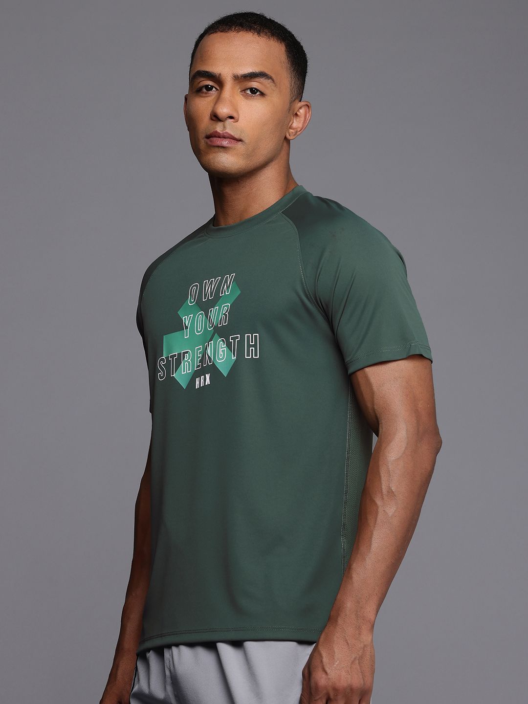 HRX by Hrithik Roshan Rapid-Dry Antimicrobial Finish Brand Logo Printed T-shirt