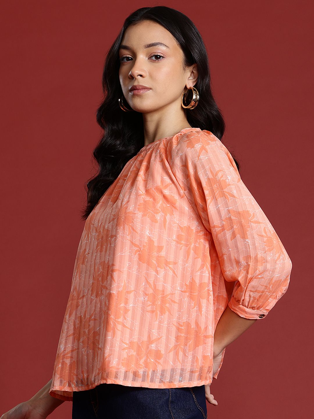 all about you Floral Print Puff Sleeves Top