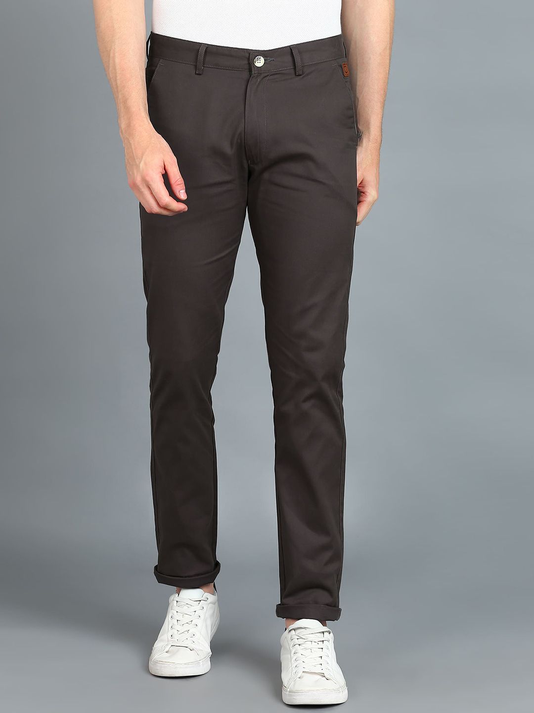 Urbano Fashion Men Grey Slim Fit Easy Wash Trousers