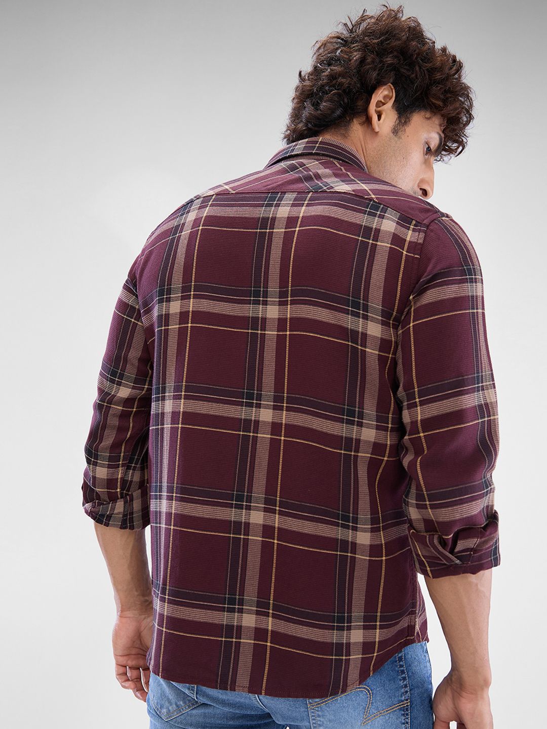 SPYKAR Men Slim Fit Tartan Checks Opaque Checked Casual Shirt