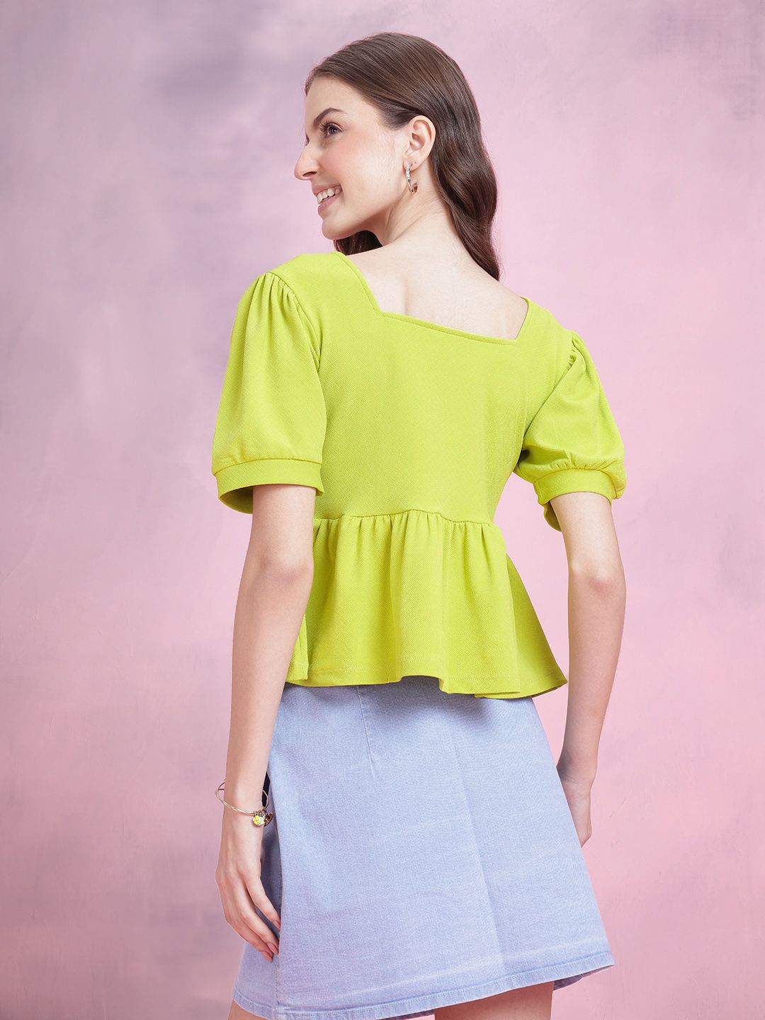 DressBerry Puff Sleeve Peplum Top