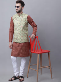 SOJANYA Ethnic Motifs Woven Design Regular Kurta With Pyjamas & With Nehru Jacket