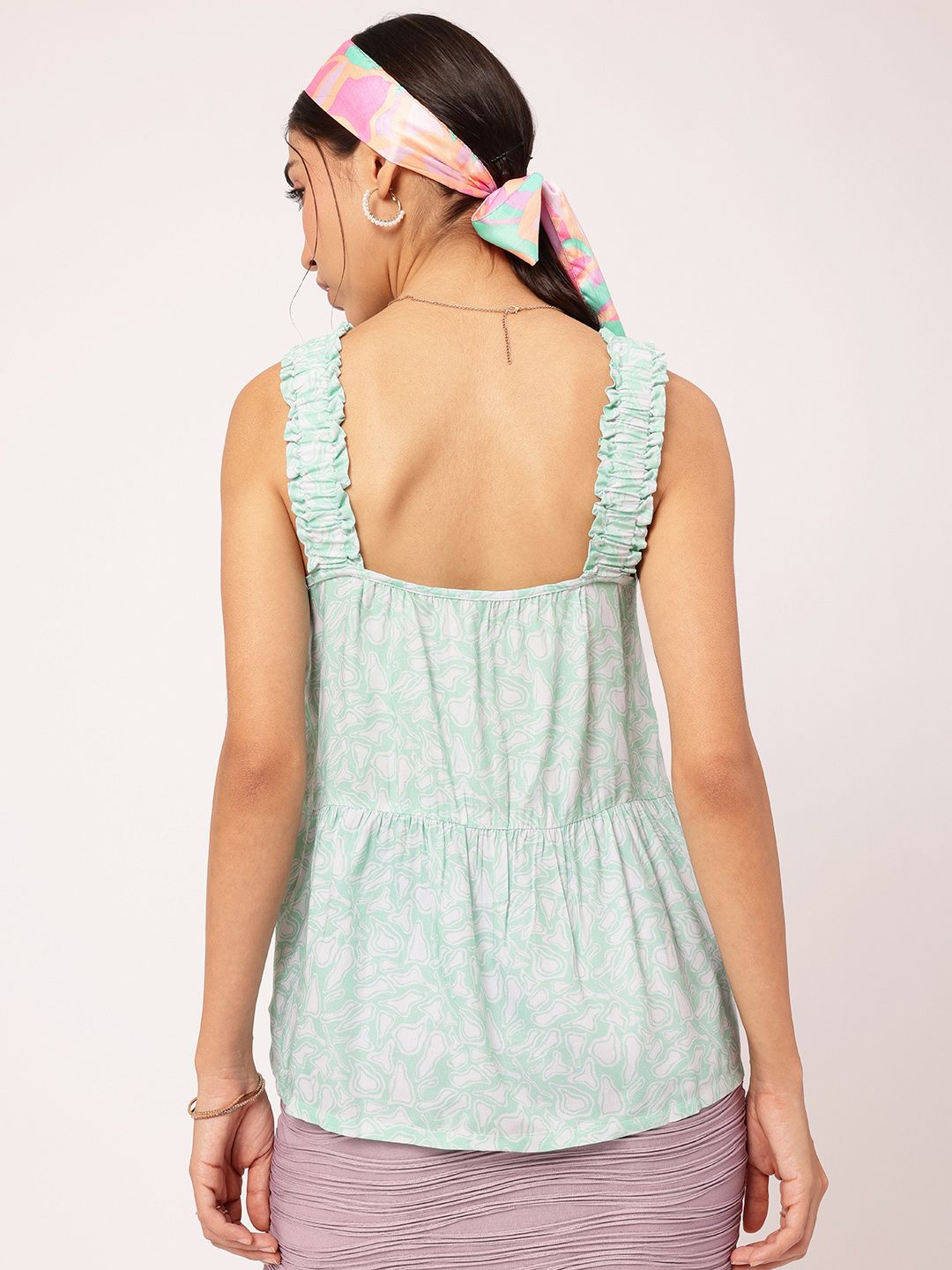 DressBerry Abstract Aesthetic Strappy Printed A-Line Top