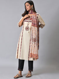 W Ethnic Motifs Printed Pure Cotton Straight Kurta with Trousers & Dupatta