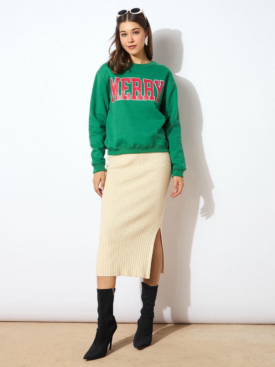 SASSAFRAS Women Green Printed Sweatshirt
