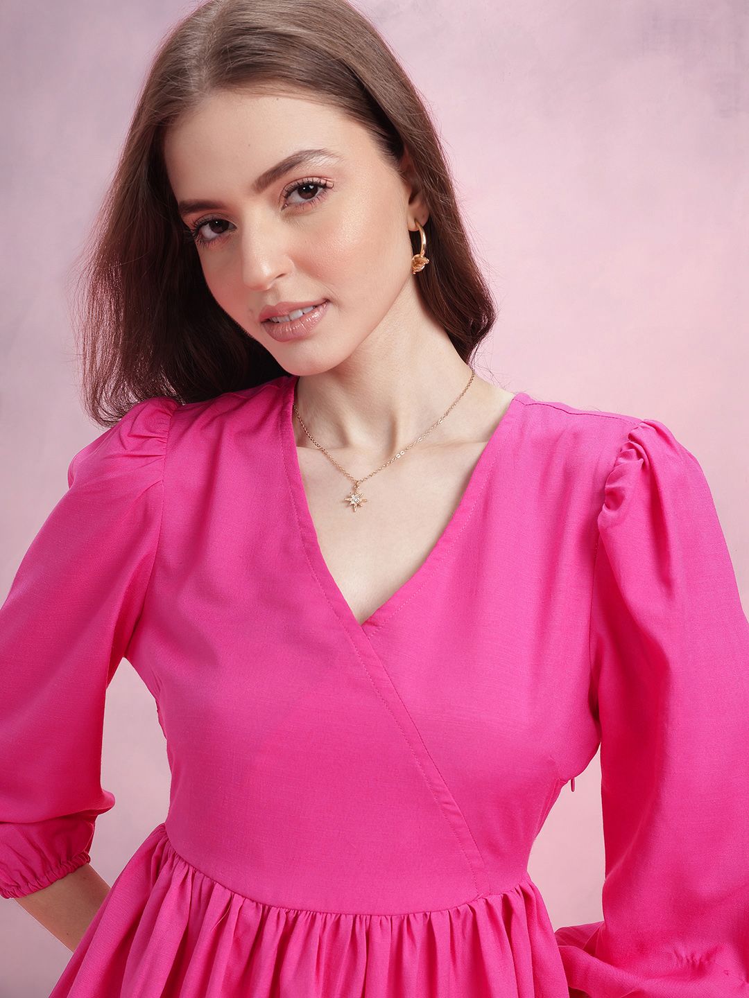 DressBerry Puff Sleeve A-Line Dress