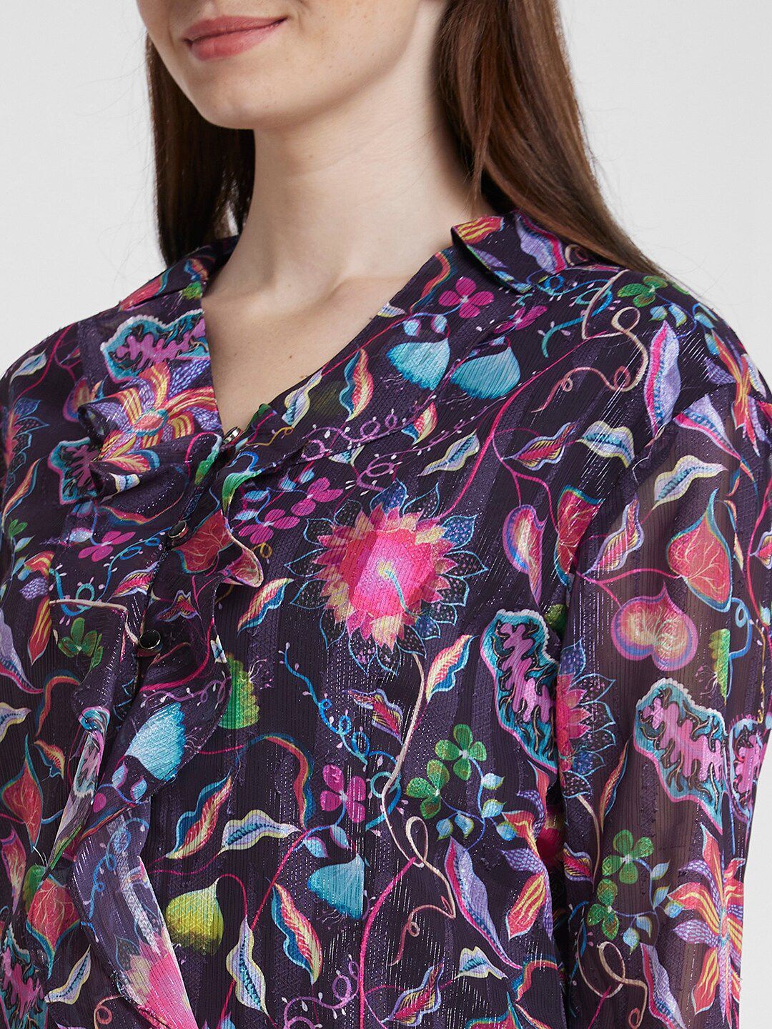 SPYKAR Classic Floral Printed Spread Collar Opaque Cotton Casual Shirt