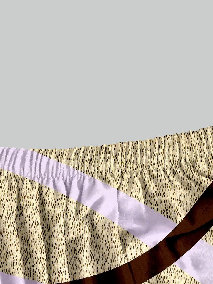 Cortina Beige & Brown 6-Pieces Abstract Printed Super Stretchy Dining Chair Covers