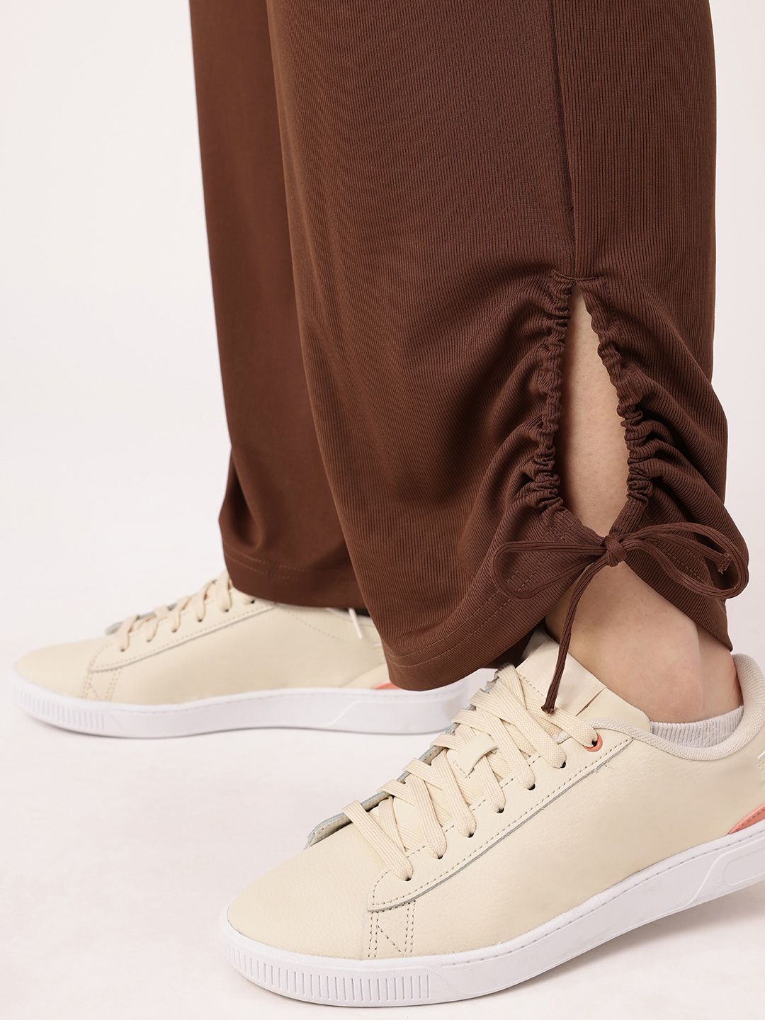 DressBerry Women Street Glam Ribbed Tie-up Detailed Relaxed Fit Trousers