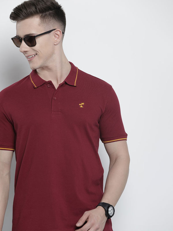 The Indian Garage Co Men Solid Polo Collar T-shirt