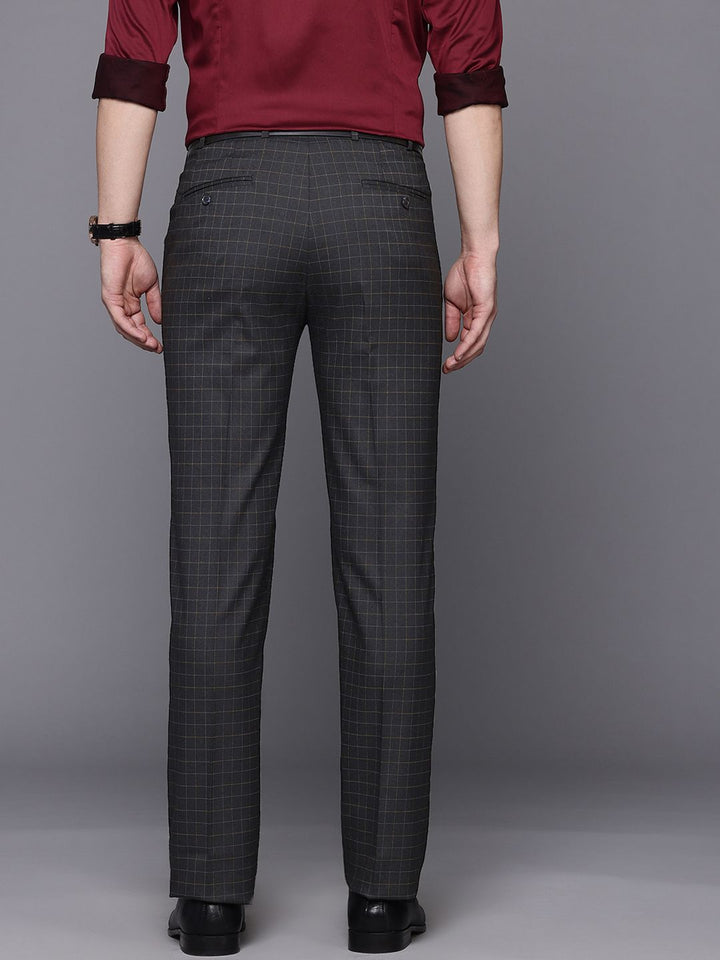 Raymond Men Checked Regular Fit Formal Trousers