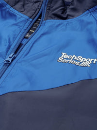 The Indian Garage Co Men Blue & White Colourblocked Windcheater Jacket
