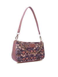 ZOUK Floral Printed Half Moon Shoulder Bag