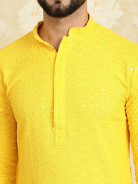 SOJANYA Ethnic Motifs Embroidered Sequined Pure Cotton Kurta with Churidar