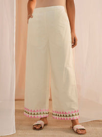 Libas Floral Embroidered Thread Work Pure Cotton Kurta With Palazzos & Dupatta