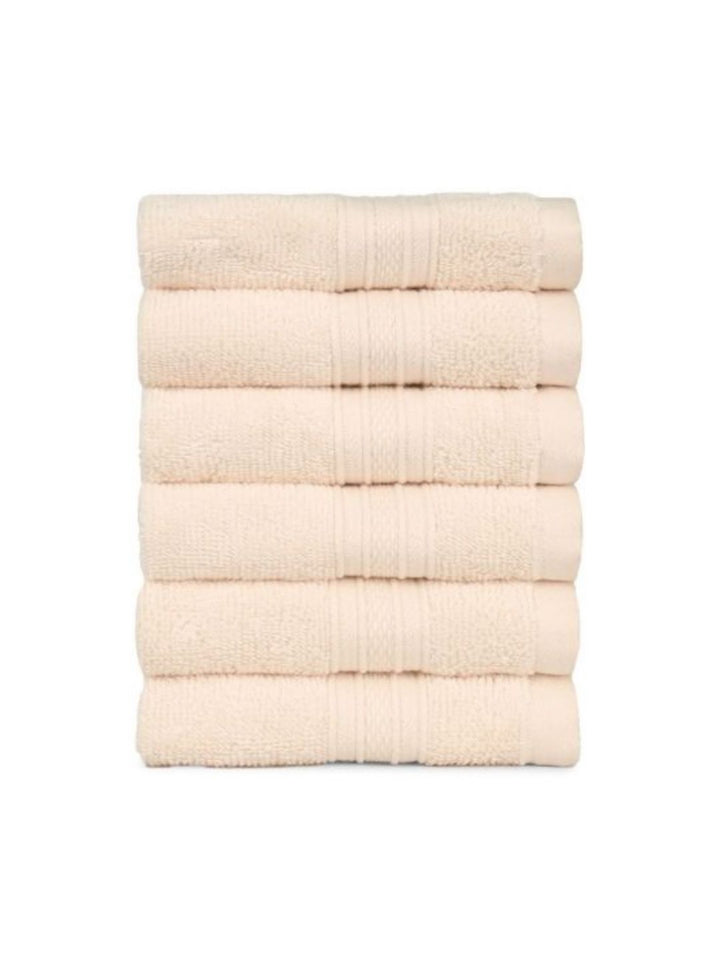 MYTRIDENT Beige 6 Pieces Cotton 500 GSM Highly Absorbent Face Towels