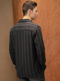 LOCOMOTIVE Premium Relaxed Fit Dobby Textured Striped Shirt