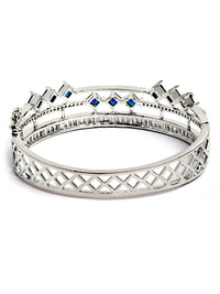 KARATCART Silver-Plated Blue American-Diamond Studded Bangle