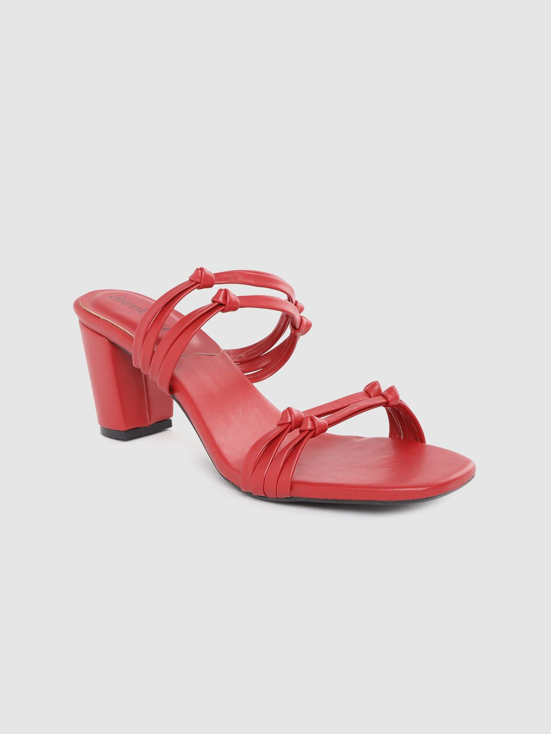 DressBerry Women Red Knot Detail Block Heels