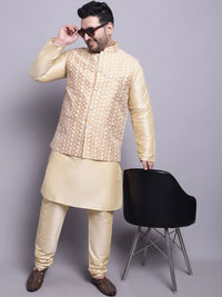 SOJANYA PLUS Plus Size Mandarin Collar Kurta With Pyjamas & Nehru Jacket