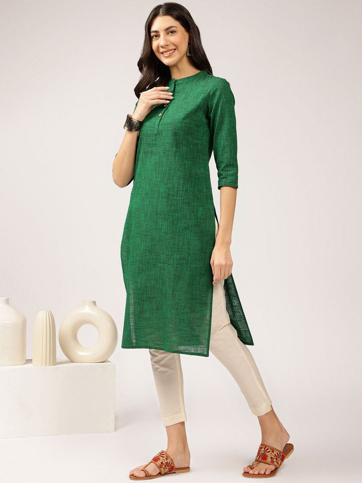 Anouk Mandarin Collar Pure Cotton Straight Kurta
