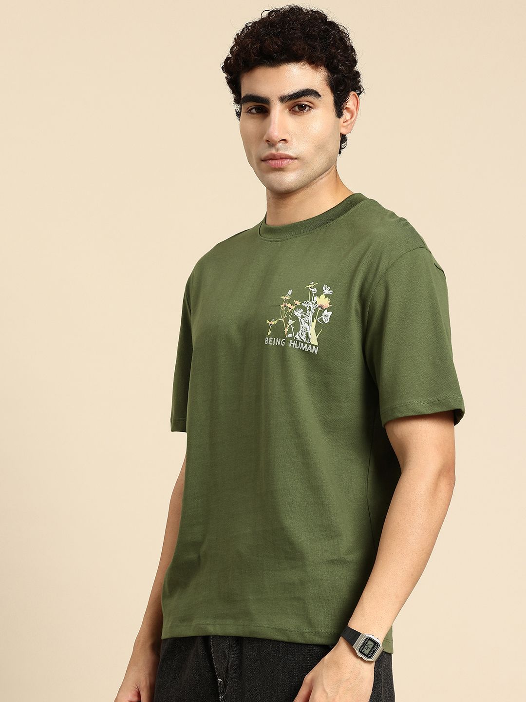 Being Human Graphic Printed Drop-Shoulder Sleeves Pure Cotton Easy Fit T-shirt