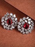 Karatcart perak bersalut zirkonia bersalut floral stud anting-anting