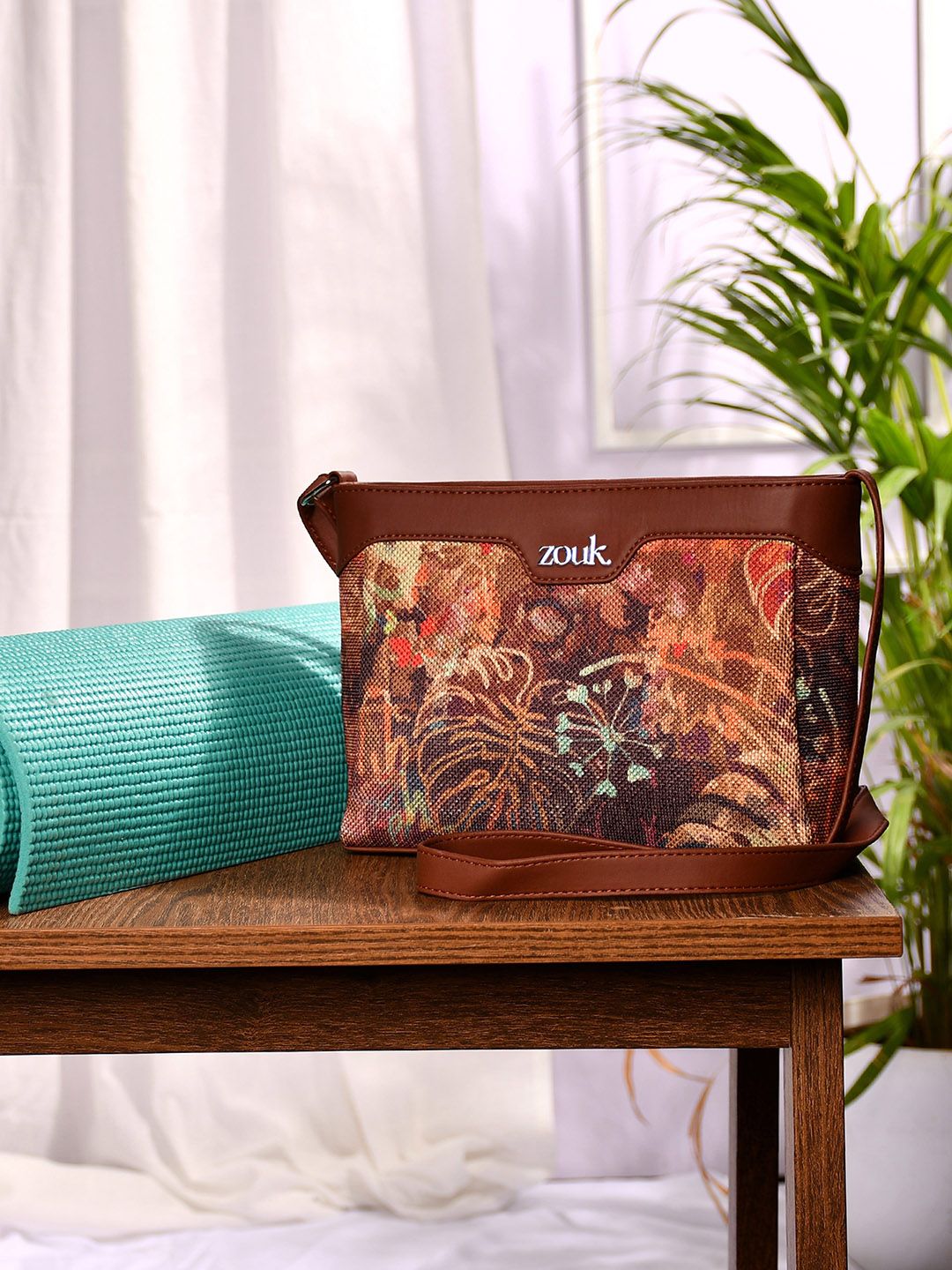 ZOUK FloLov Harmony Floral Printed Structured Sling Bag