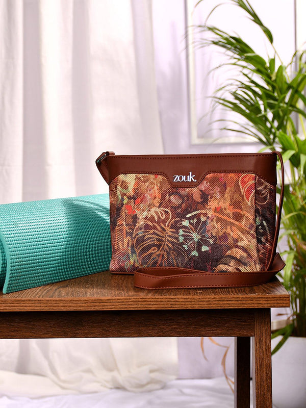 ZOUK FloLov Harmony Floral Printed Structured Sling Bag