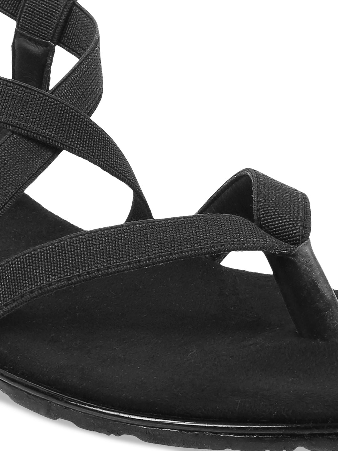 Metro Women Black Solid Open Toe Flats
