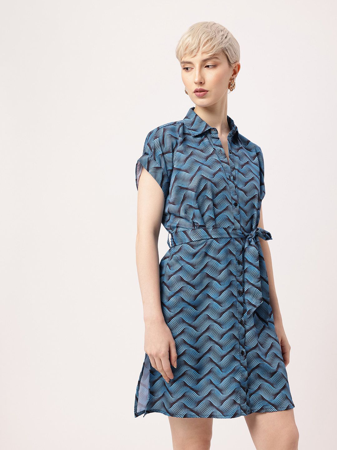 Kawaii Feminine Whimsical Waves Shirt Style Dress
