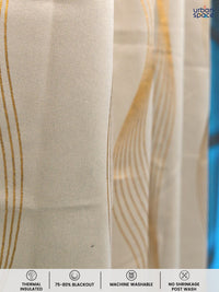 URBAN SPACE Beige & Gold-Toned Printed Black Out Door Curtain