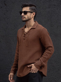 Powerlook Men Self Design Polo Collar Casual T-Shirt