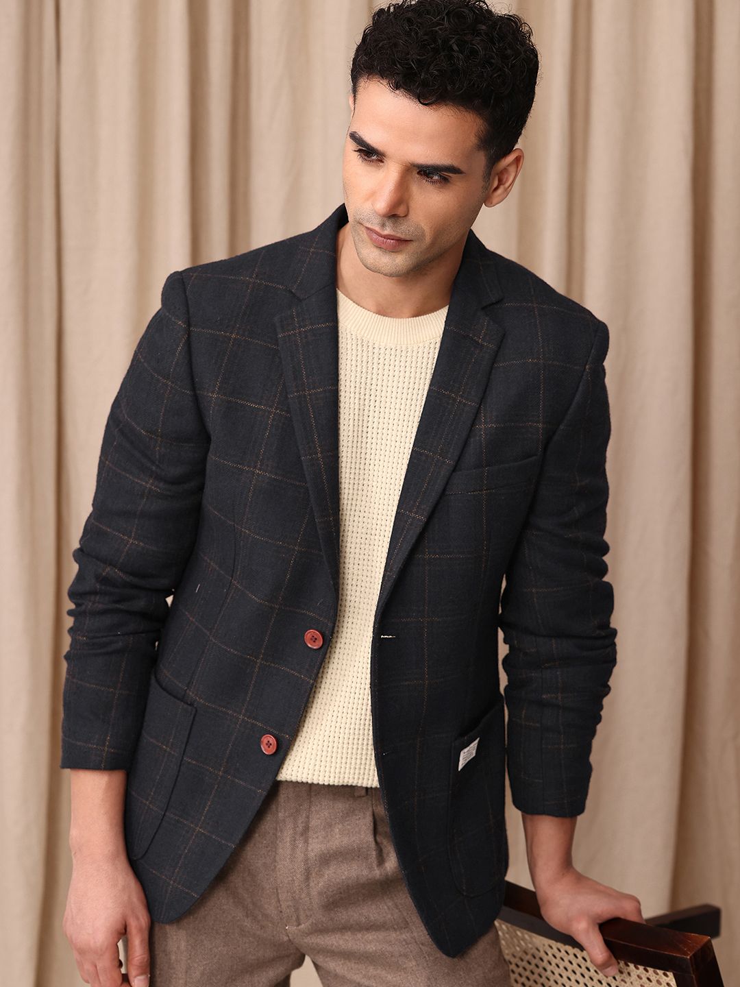 Mr Bowerbird Checked Single-Breasted Tailored Fit Casual Blazer
