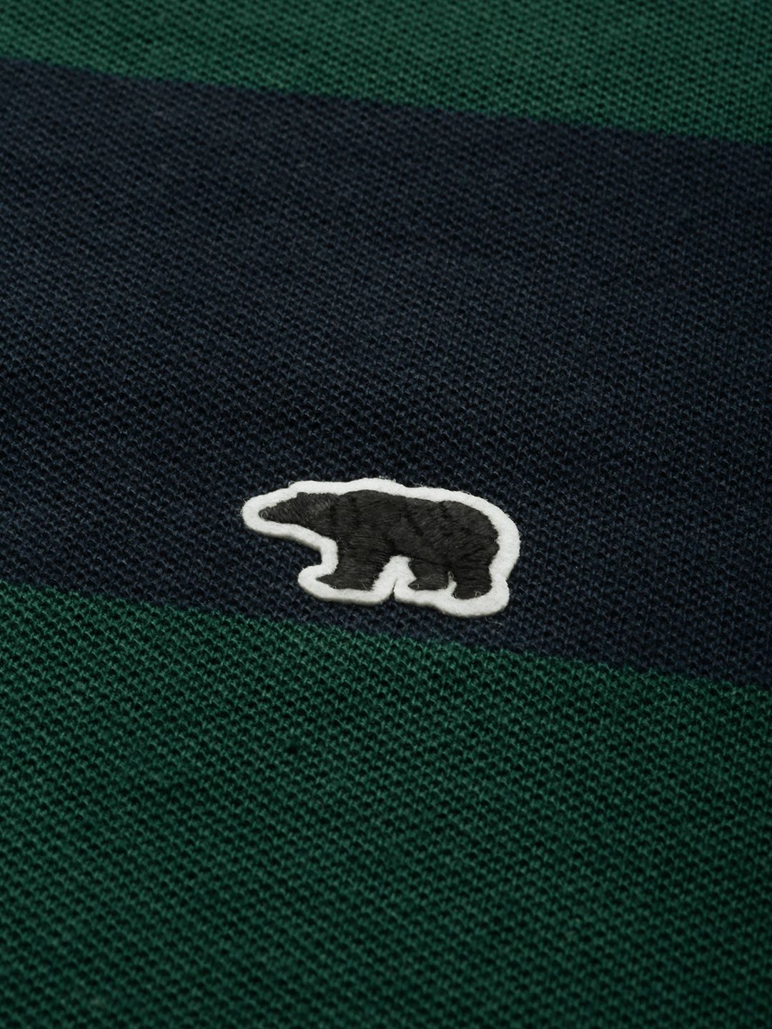 THE BEAR HOUSE Men Navy Blue  Green Striped Polo Collar Slim Fit Pure Cotton T-shirt