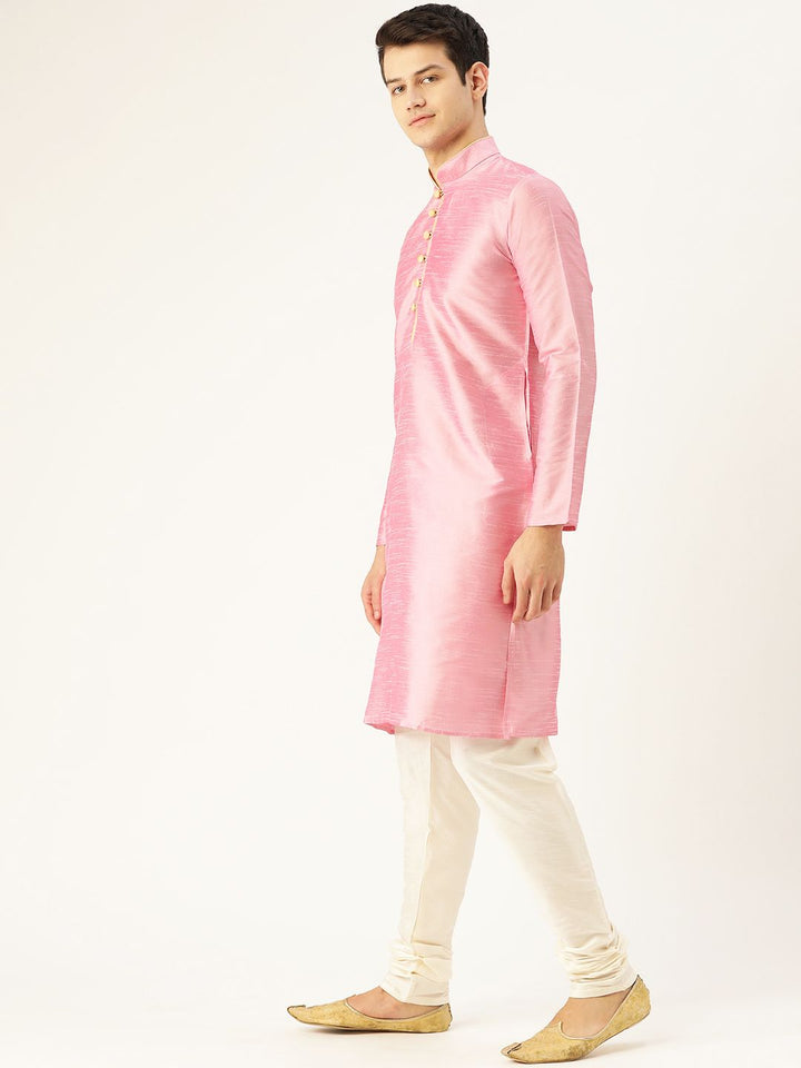 SOJANYA Men Pink Solid Kurta Lurus