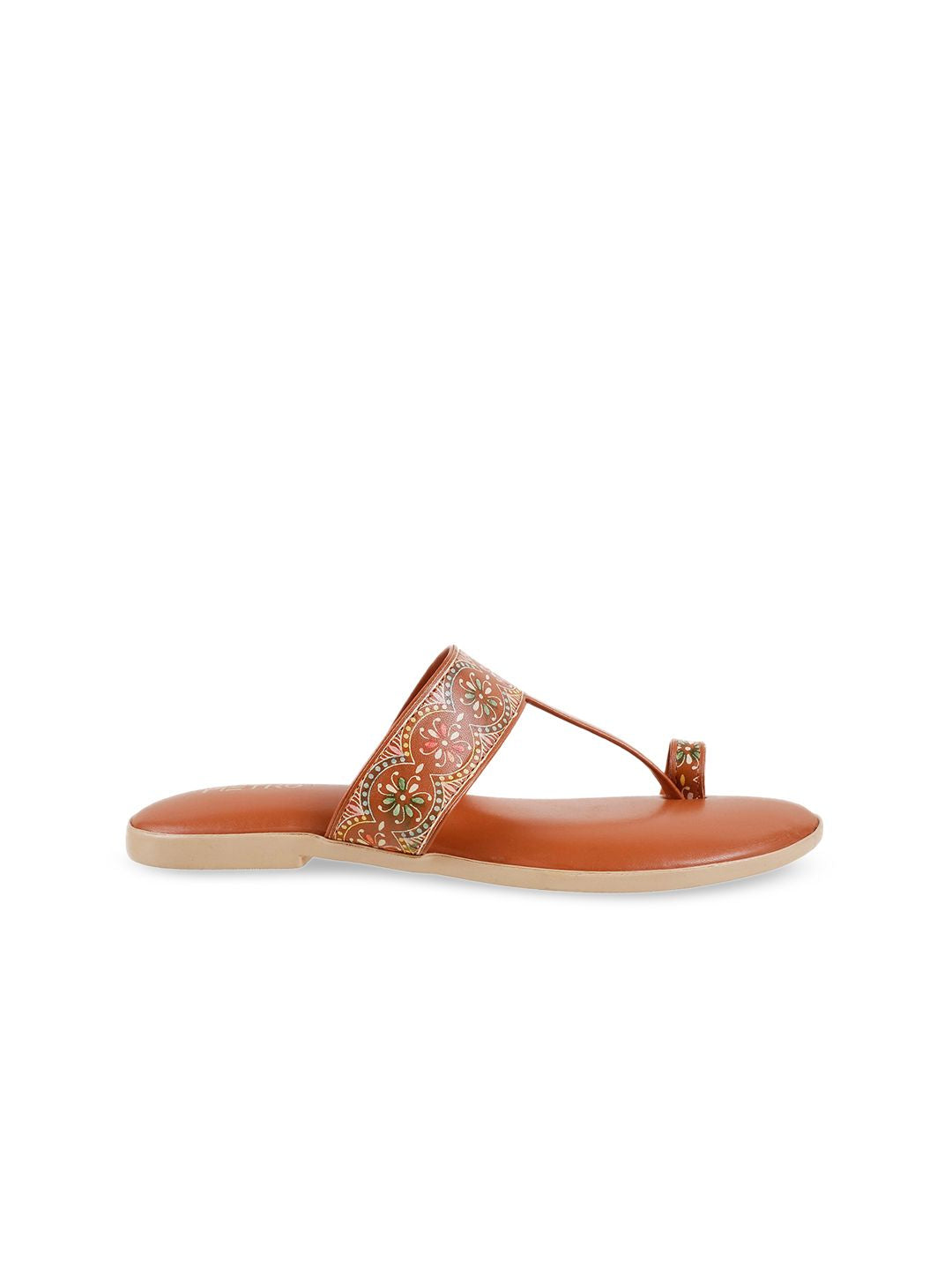 Metro Women Brown Printed One Toe Flats