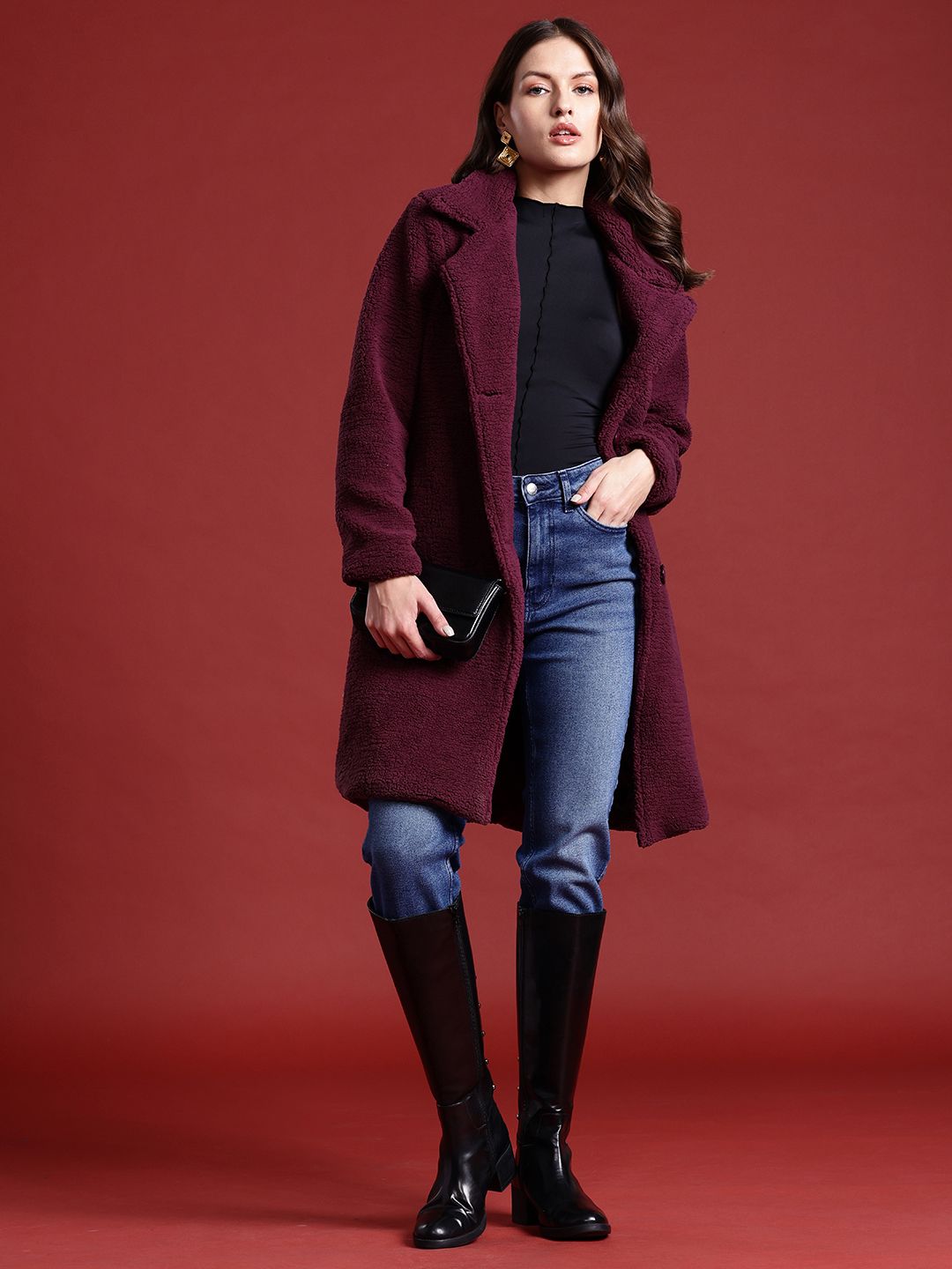 all about you Solid Regular Fit Overcoat