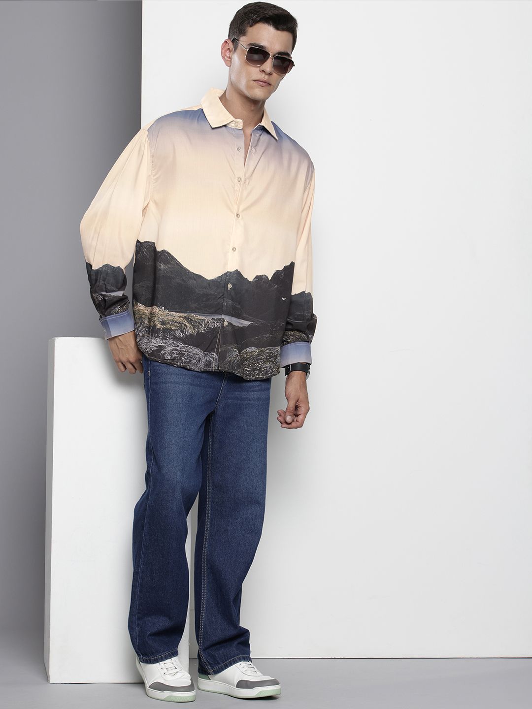 The Indian Garage Co Opaque Graphic Printed Oversized Casual Shirt