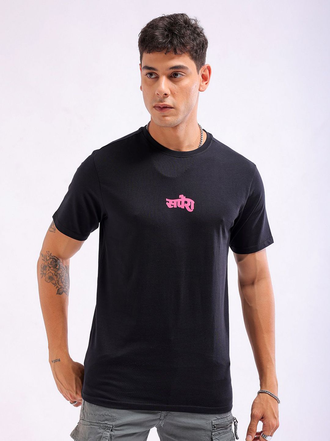 The Indian Garage Co Men Graphic Printed Round Neck Slim Fit T-shirt