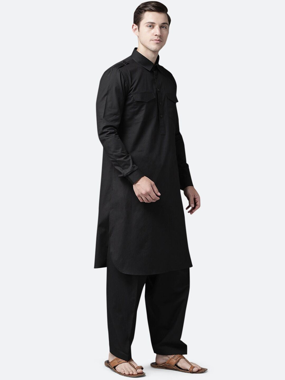 See Designs Men Black Regular Pure Cotton Kurta with Pyjamas
