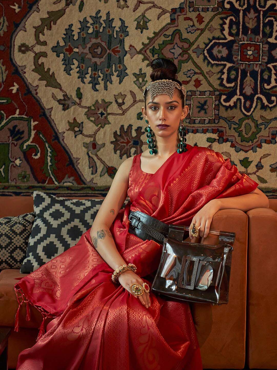Saree mall Ethnic Motifs Zari Kanjeevaram Sarees