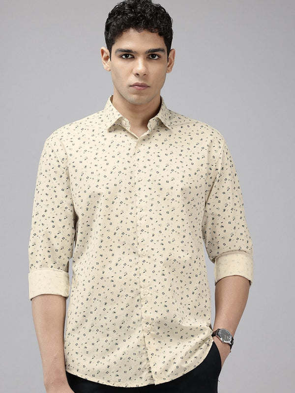Park Avenue Pure Cotton Slim Fit Floral Printed Casual Shirt