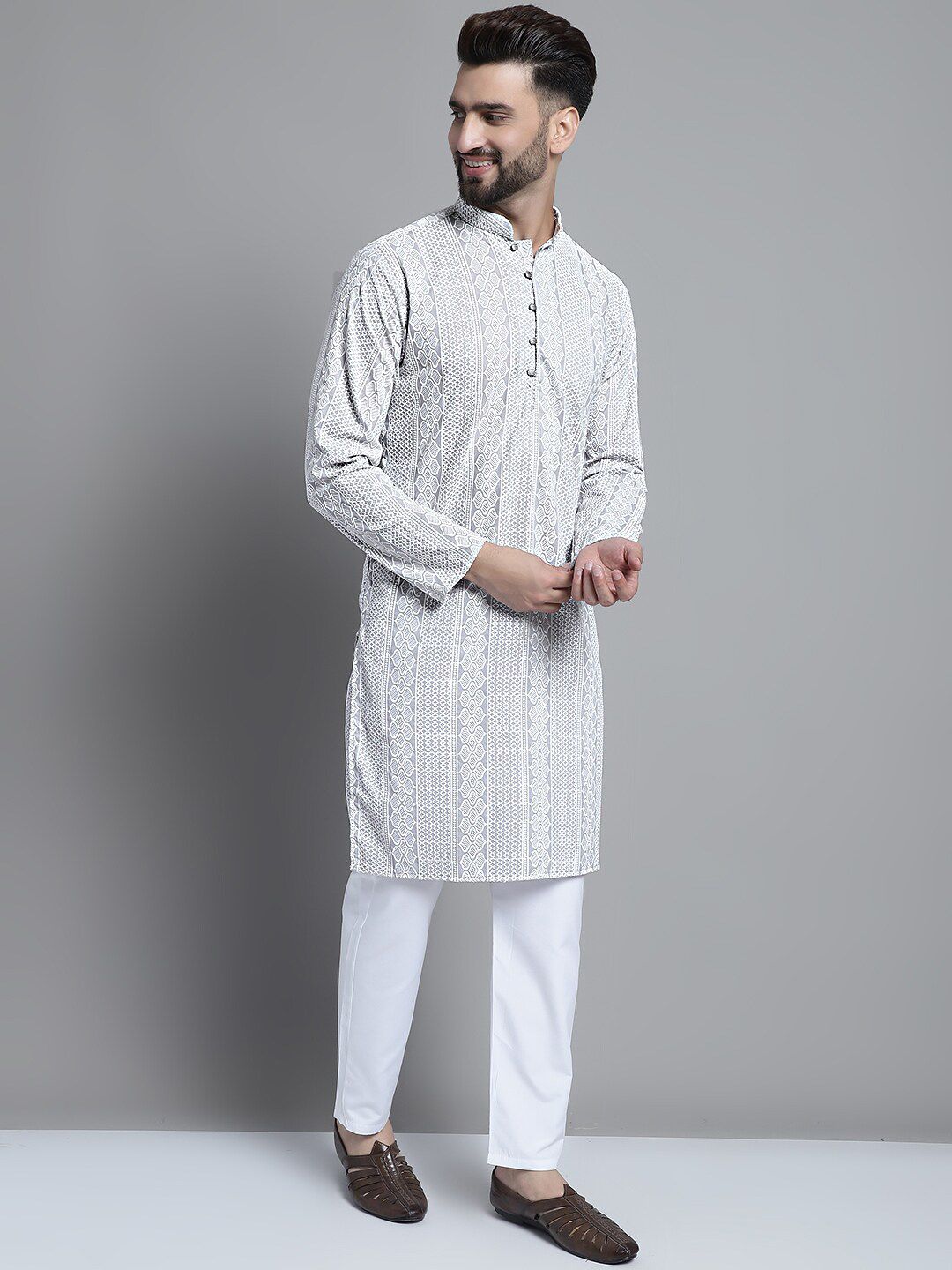 Anouk Ethnic Motifs Embroidered Regular Chikankari Pure Cotton Kurta with Pyjamas
