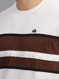 ADRO Colourblocked Regular Fit Cotton T-shirt