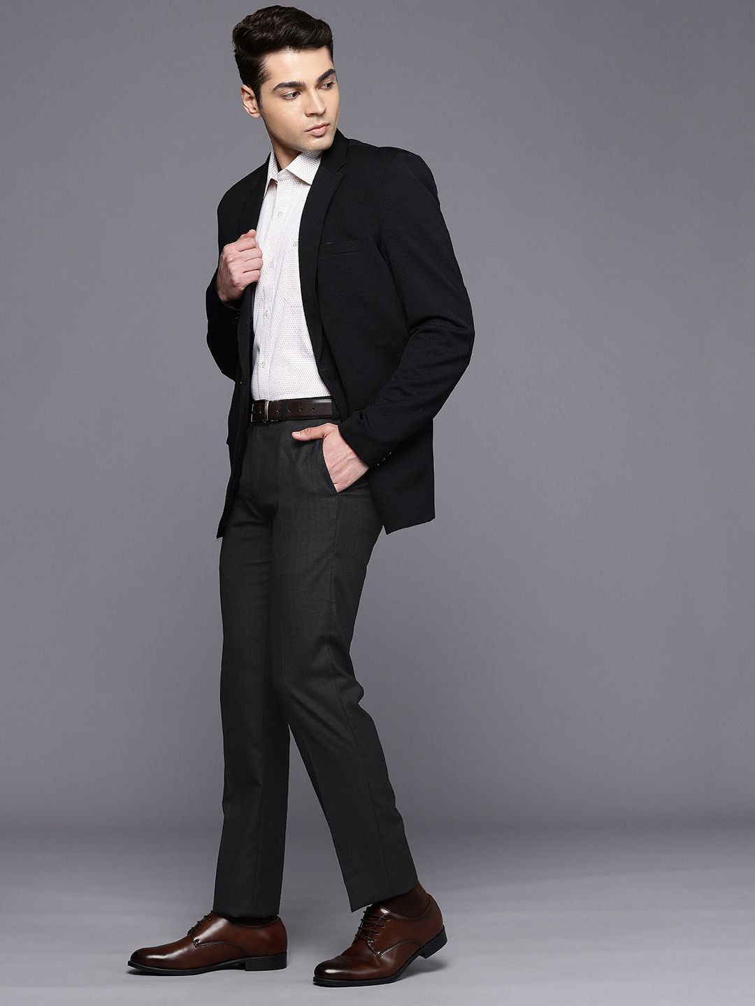 Raymond Men Checked Slim Fit Formal Trousers