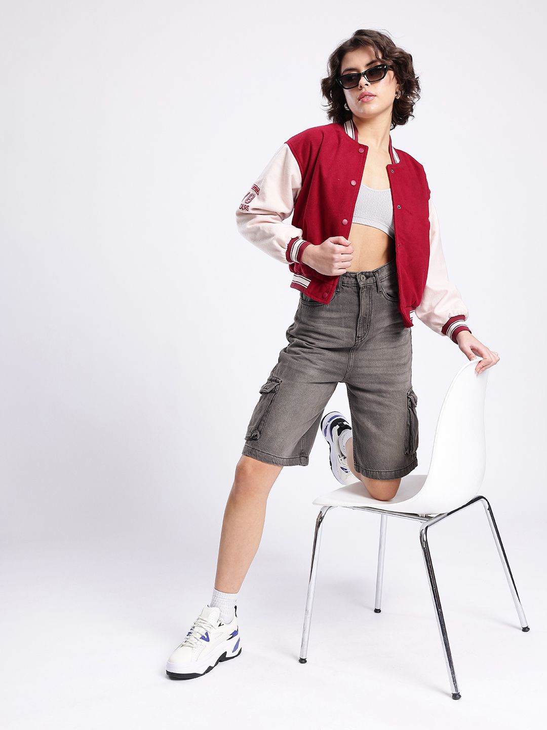 DressBerry Women Urban Cool Washed High-Rise Cargo Denim Shorts