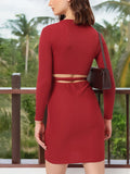 DressBerry Baddie Vibes Ribbed Tie-Up & Cut Out Detail Bodycon Dress