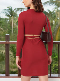 DressBerry Baddie Vibes Ribbed Tie-Up & Cut Out Detail Bodycon Dress